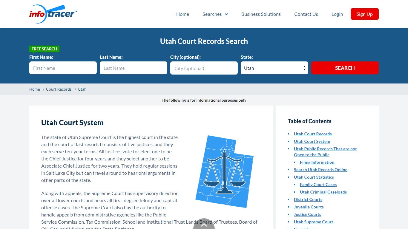 Search Utah Court Records By Name Online - InfoTracer